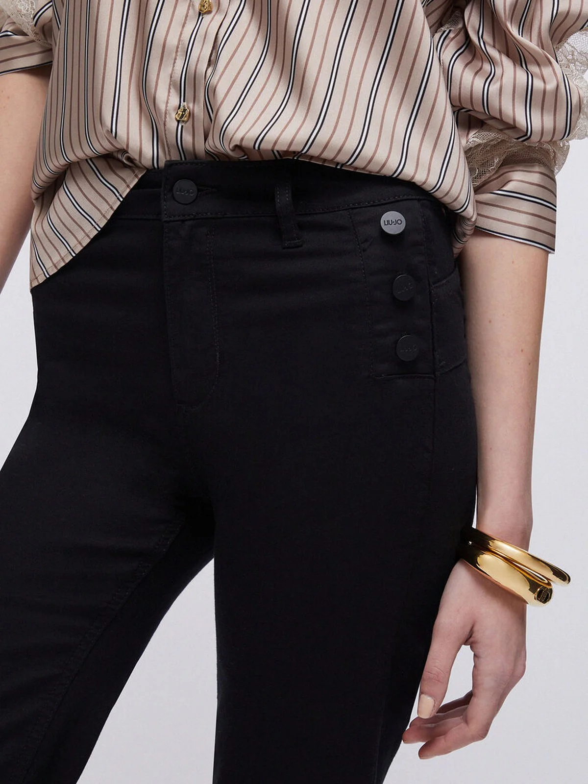 LIU JO WHITE Pantalone Donna  WA6403T367A 22222 Nero - Image 5