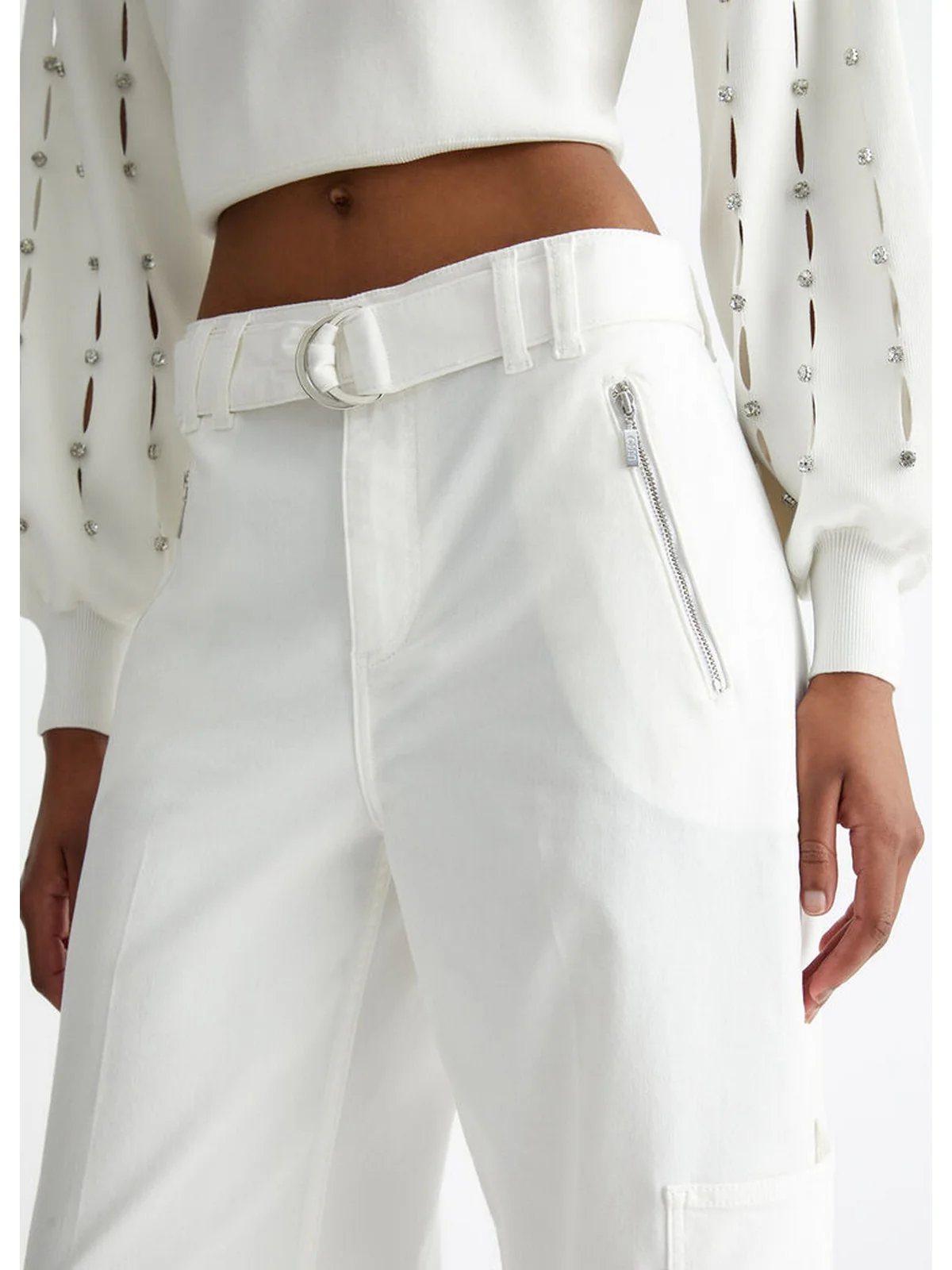 LIU JO WHITE Pantalone Donna  WF4397T7144 10701 Bianco - Image 3