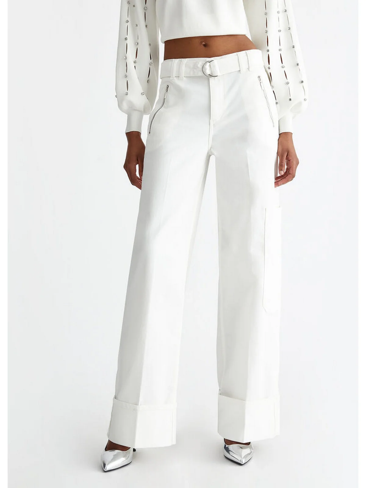LIU JO WHITE Pantalone Donna  WF4397T7144 10701 Bianco - Image 6