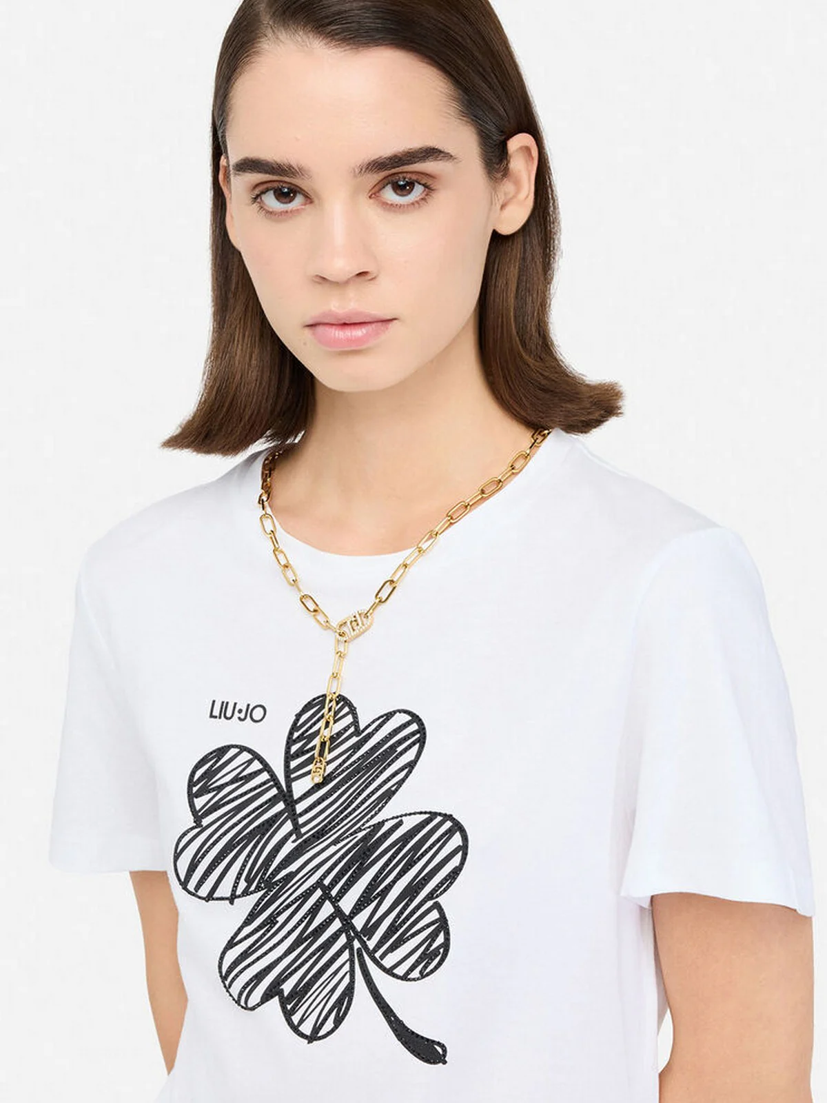 LIU JO WHITE T-shirt Donna  MF5410JS923 P9154 Bianco/lucky LiuJo - Image 2