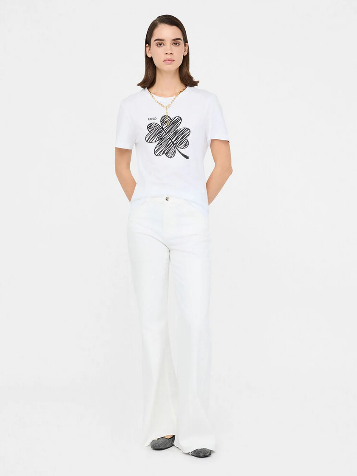 LIU JO WHITE T-shirt Donna  MF5410JS923 P9154 Bianco/lucky LiuJo - Image 3