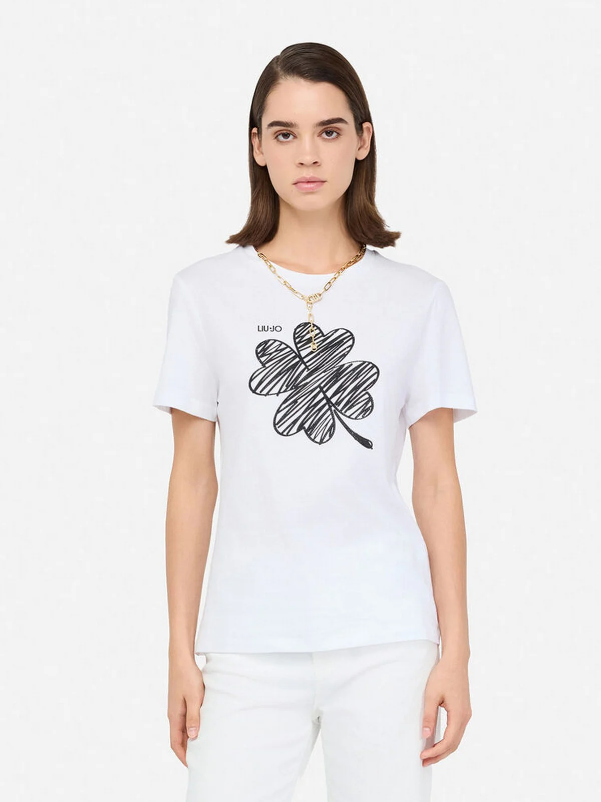 LIU JO WHITE T-shirt Donna  MF5410JS923 P9154 Bianco/lucky LiuJo - Image 5