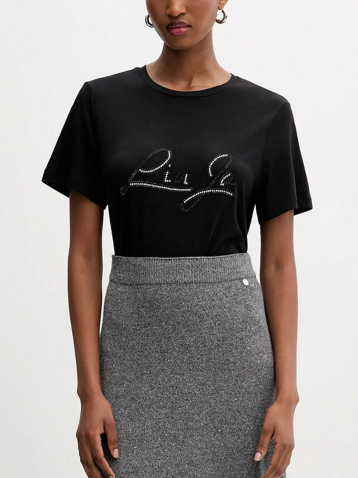 LIU JO WHITE T-shirt Donna  MF5410JS923 W9415 NERO/LIUJO - Image 2