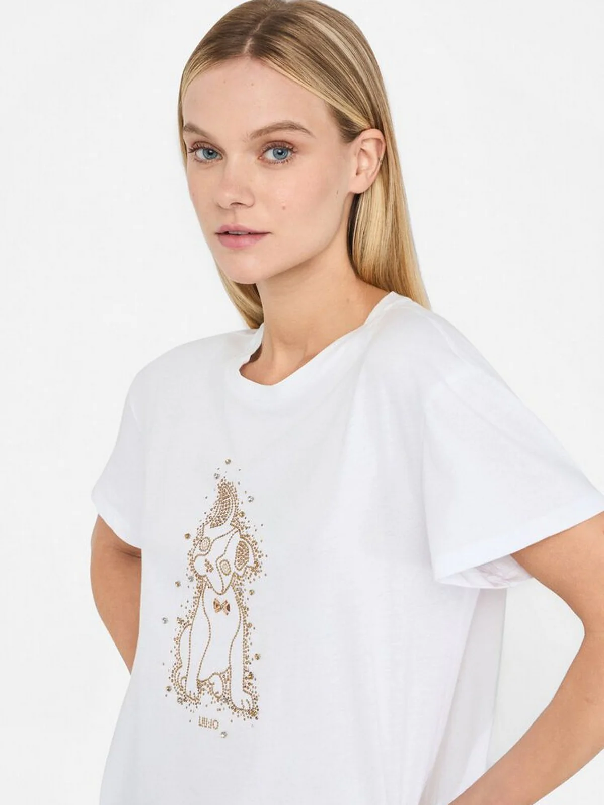LIU JO WHITE T-shirt Donna  MF5412JS923 M9789 Bianco/dog fashion - Image 3