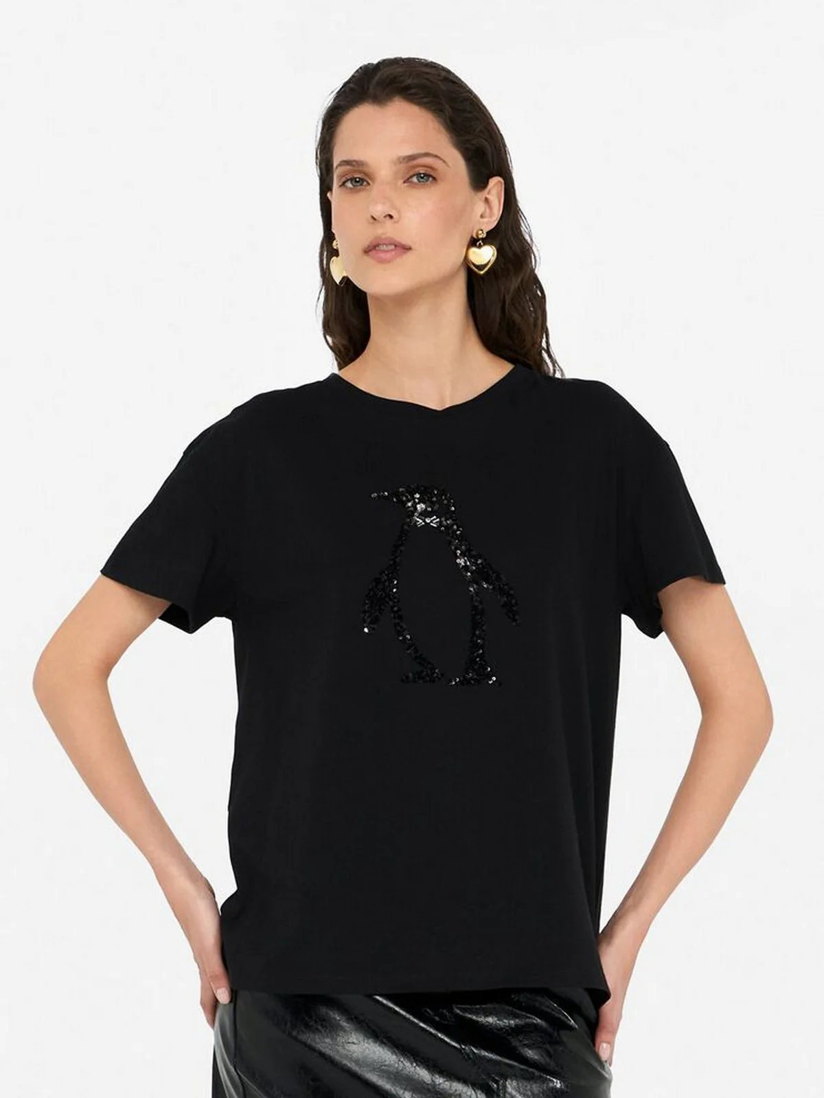 LIU JO WHITE T-shirt Donna  MF5412JS923 P9142 Nero/penguin fashion - Image 5