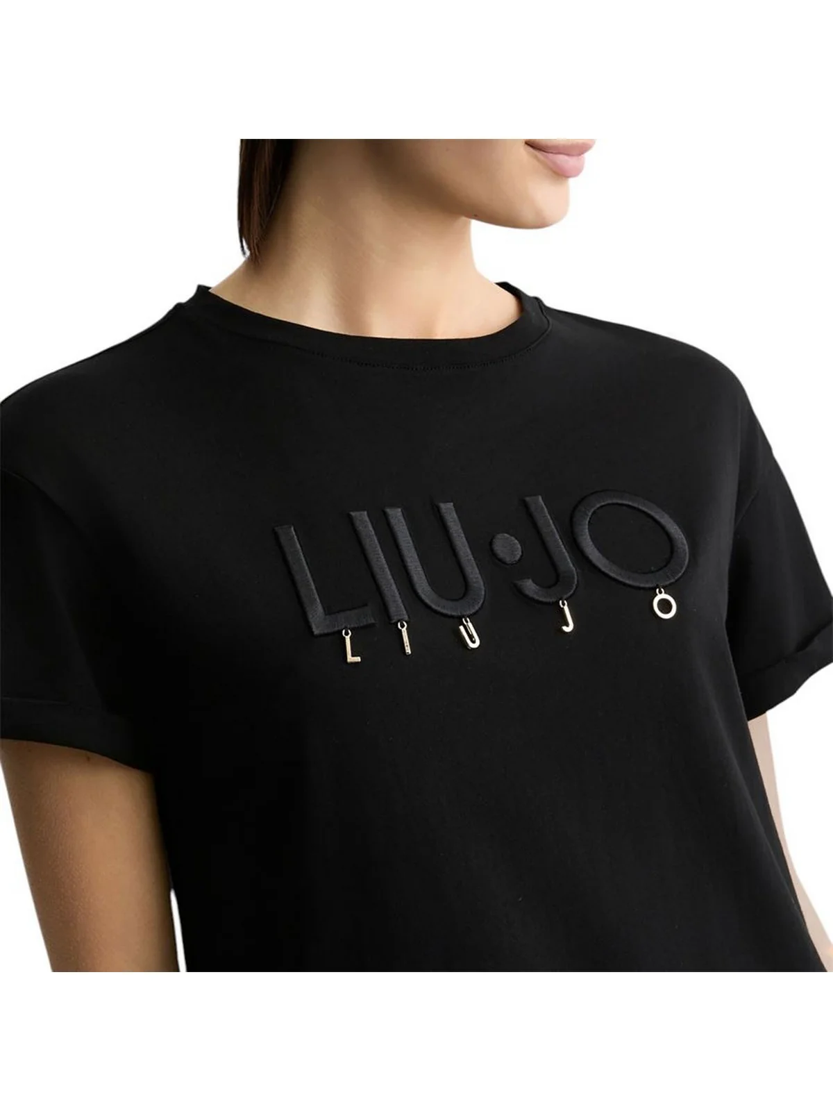 LIU JO WHITE T-shirt Donna  WA5007JS923 M9624 Nero - Image 2