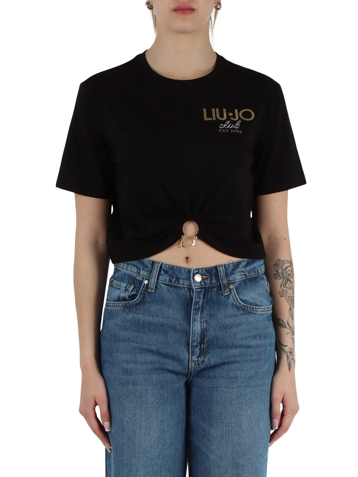 LIU JO WHITE T-shirt Donna  WA5139JS923 M9625 Nero - Image 2