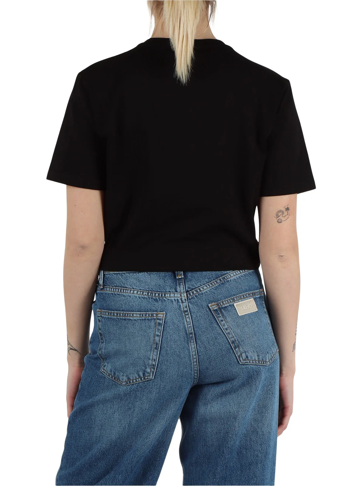 LIU JO WHITE T-shirt Donna  WA5139JS923 M9625 Nero - Image 3