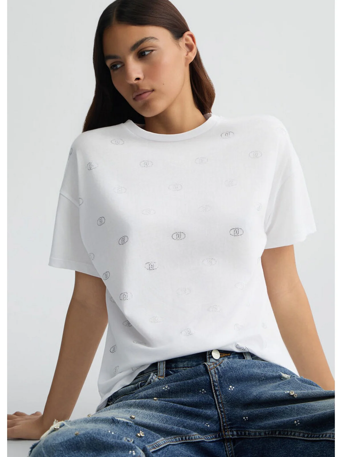 LIU JO WHITE T-shirt Donna  WA5147JS923 M9497 Bianco - Image 2