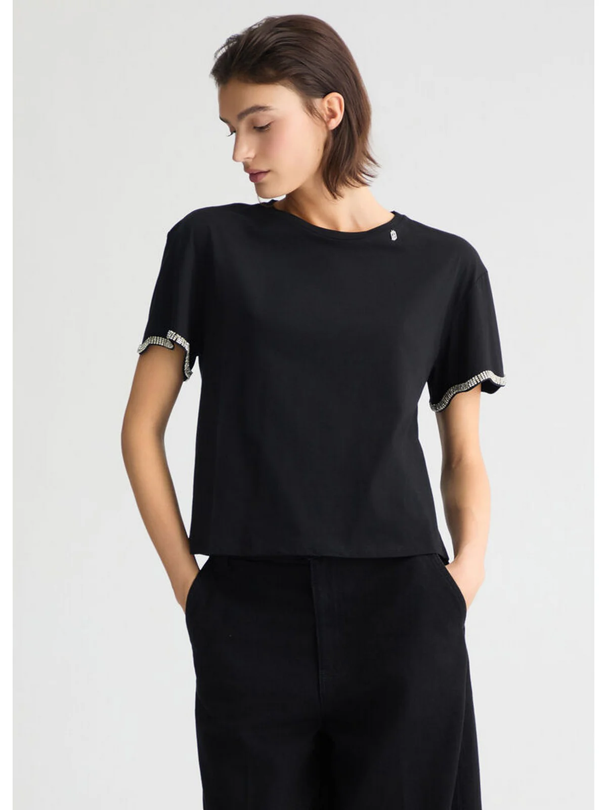 LIU JO WHITE T-shirt Donna  WA5182JS904 22222 Nero - Image 5