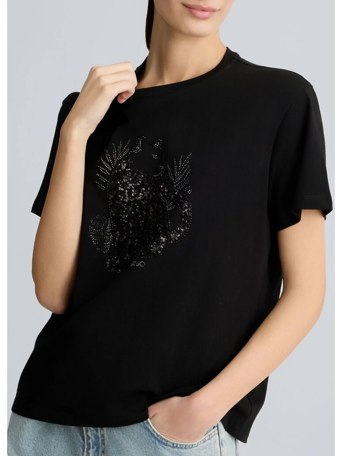 LIU JO WHITE T-shirt Donna WA5230JS904 M9441 Nero - Image 2