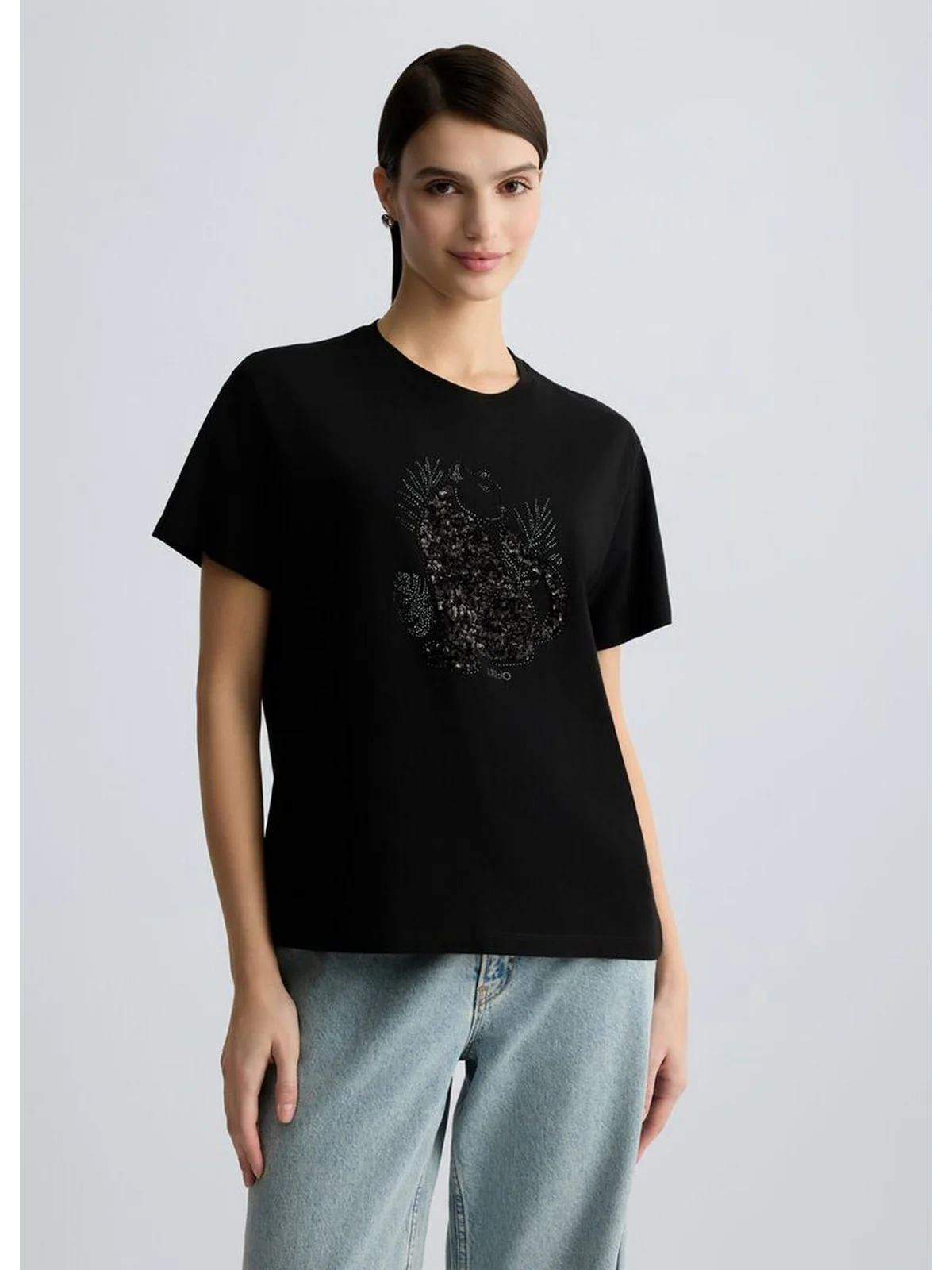 LIU JO WHITE T-shirt Donna WA5230JS904 M9441 Nero - Image 4