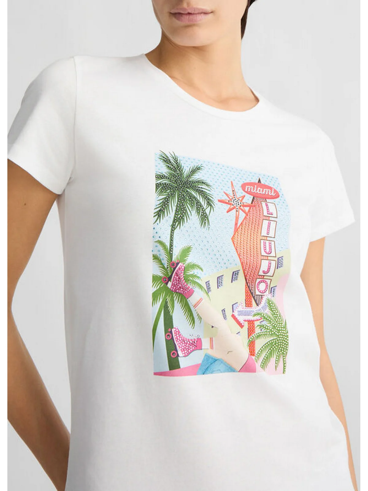 LIU JO WHITE T-shirt Donna  WA5239JS923 M9565 Bianco - Image 2