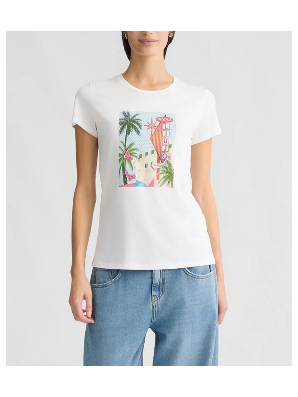 LIU JO WHITE T-shirt Donna  WA5239JS923 M9565 Bianco - Image 4