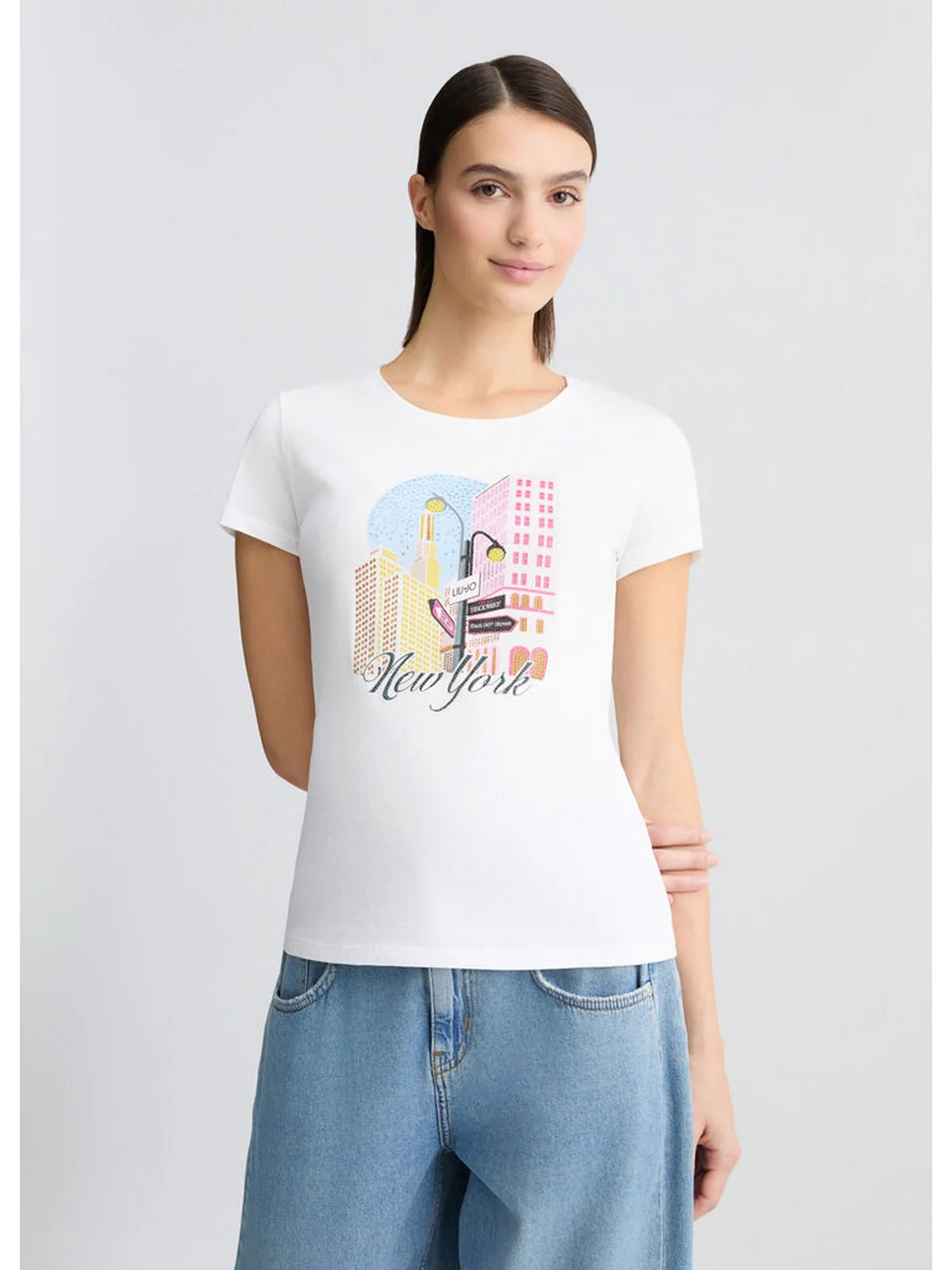 LIU JO WHITE T-shirt Donna  WA5239JS923 M9566 Bianco - Image 4