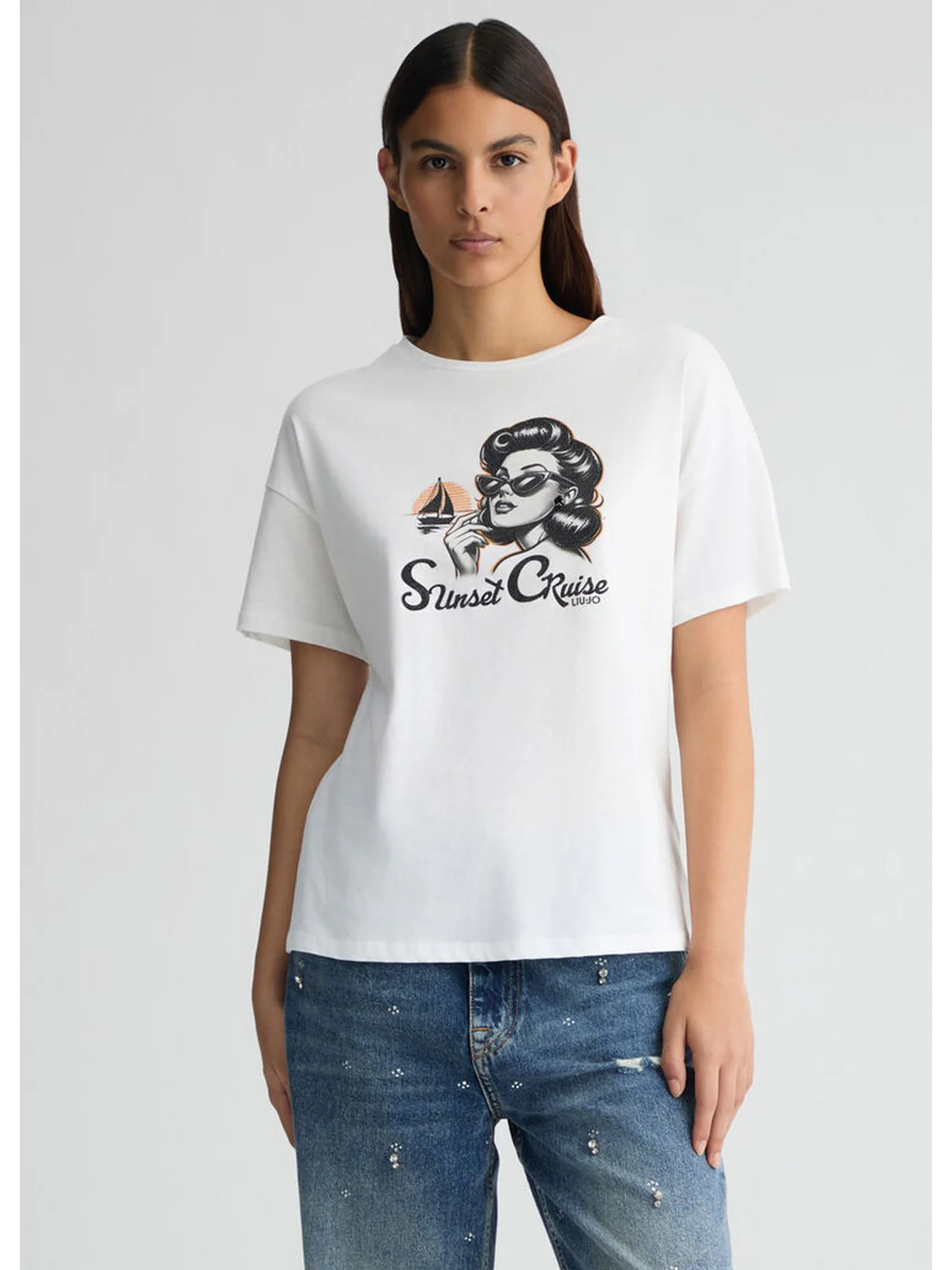 LIU JO WHITE T-shirt Donna WA5342JS923 M9504 Bianco - Image 4