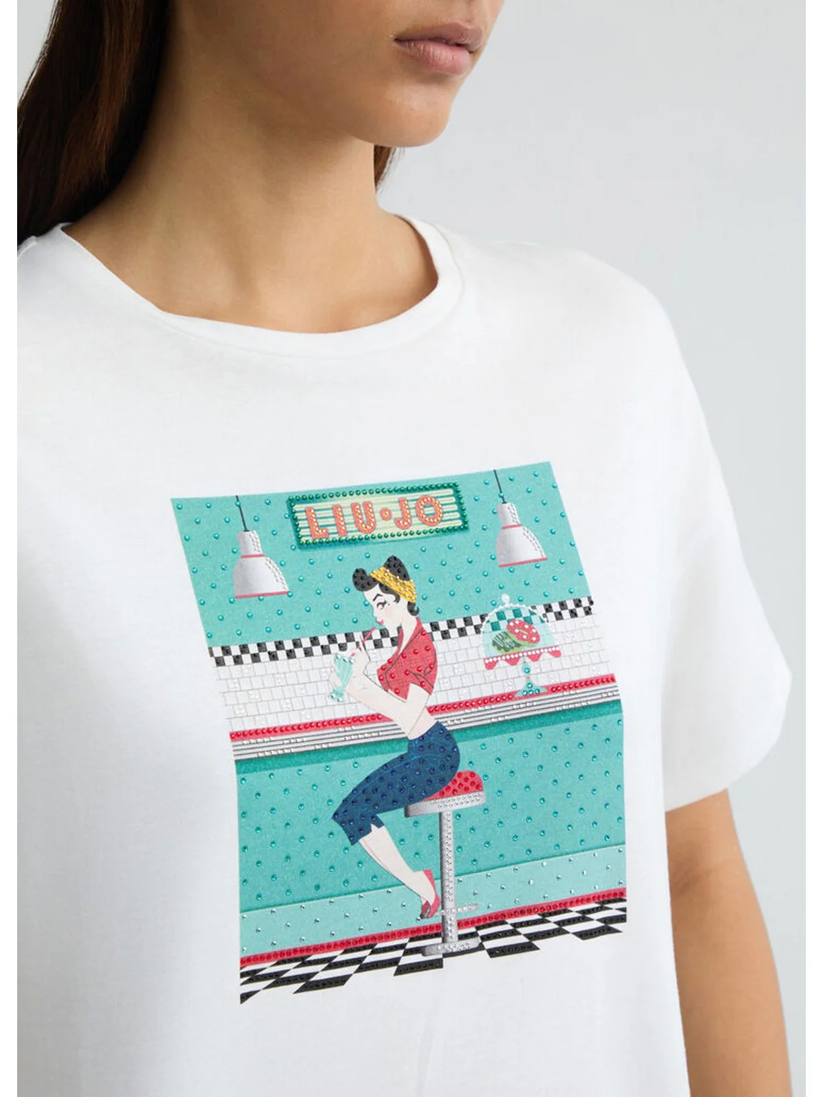 LIU JO WHITE T-shirt Donna  WA5342JS923 M9505 Bianco - Image 2