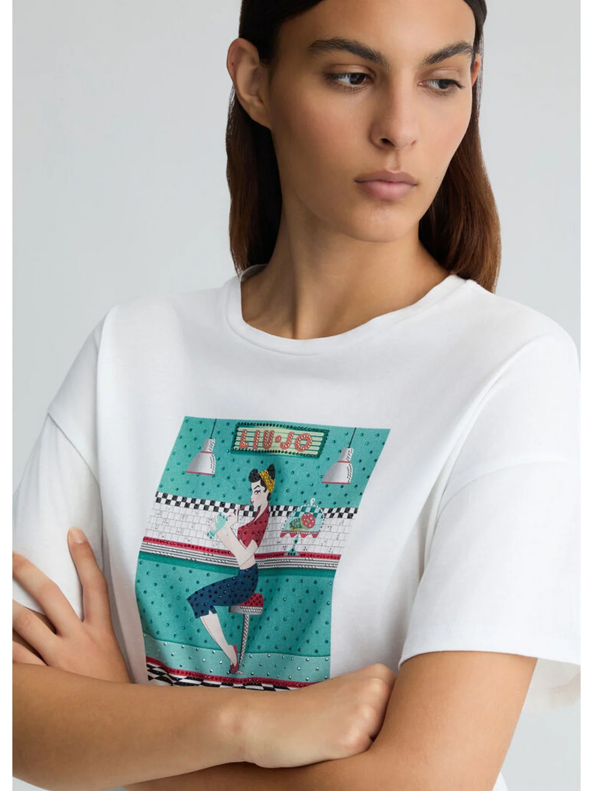 LIU JO WHITE T-shirt Donna  WA5342JS923 M9505 Bianco - Image 3