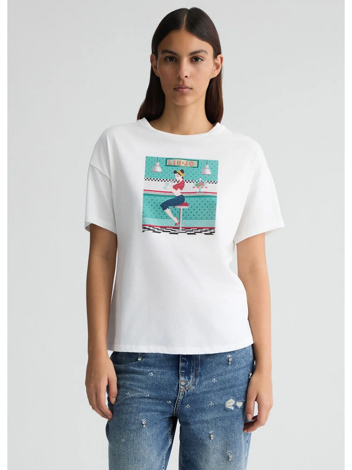 LIU JO WHITE T-shirt Donna  WA5342JS923 M9505 Bianco - Image 5
