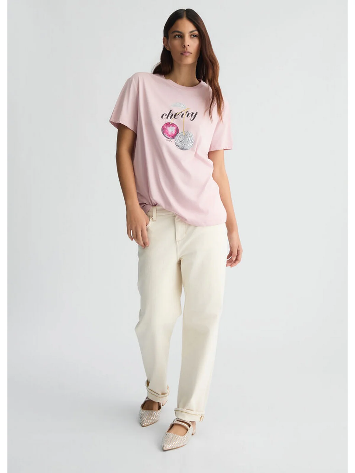 LIU JO WHITE T-shirt Donna WA5343JS923 M9517 Rosa - Image 2