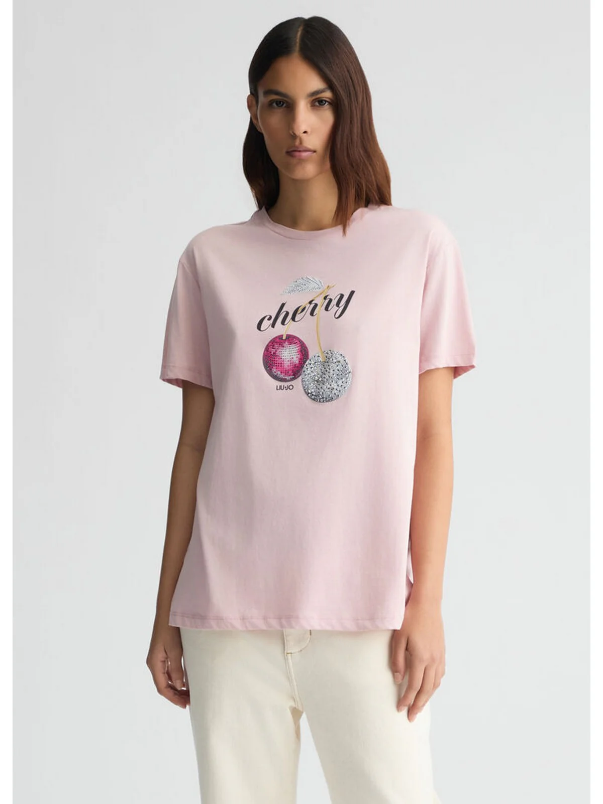 LIU JO WHITE T-shirt Donna WA5343JS923 M9517 Rosa - Image 5