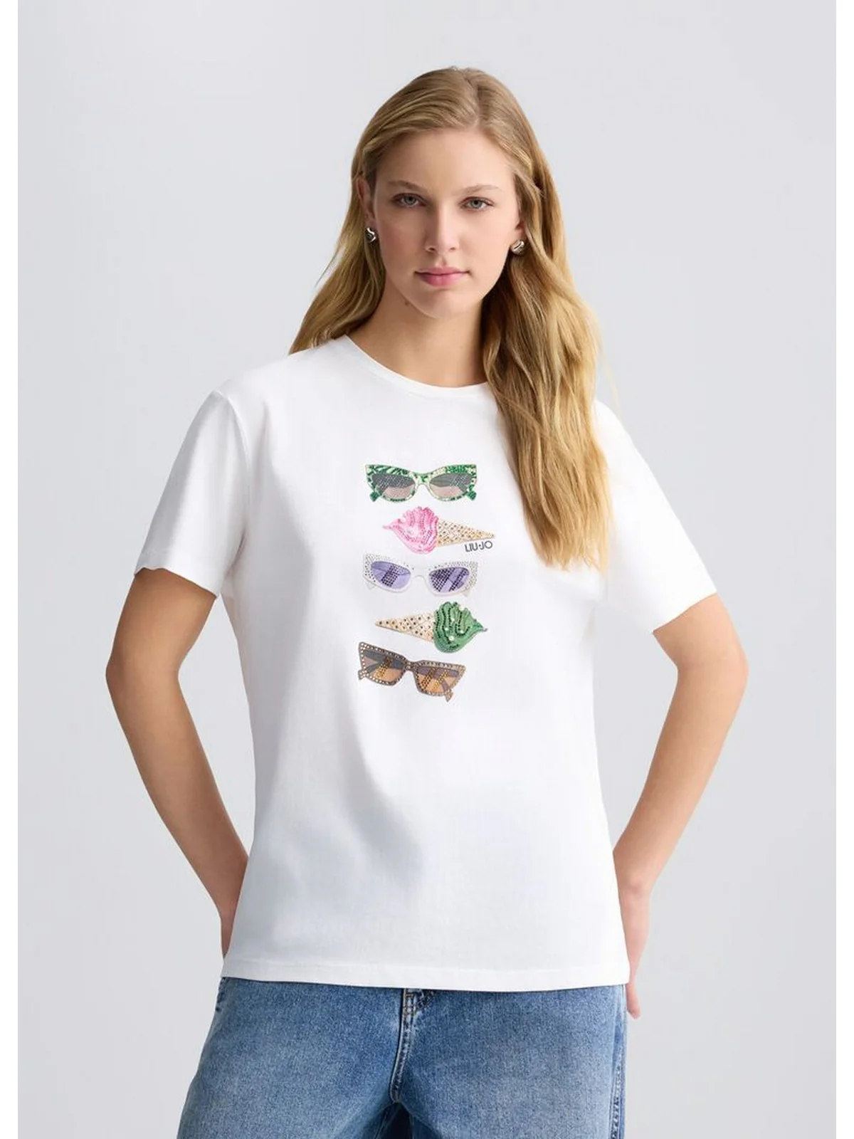 LIU JO WHITE T-shirt Donna  WA5343JS923 M9518 Bianco - Image 4