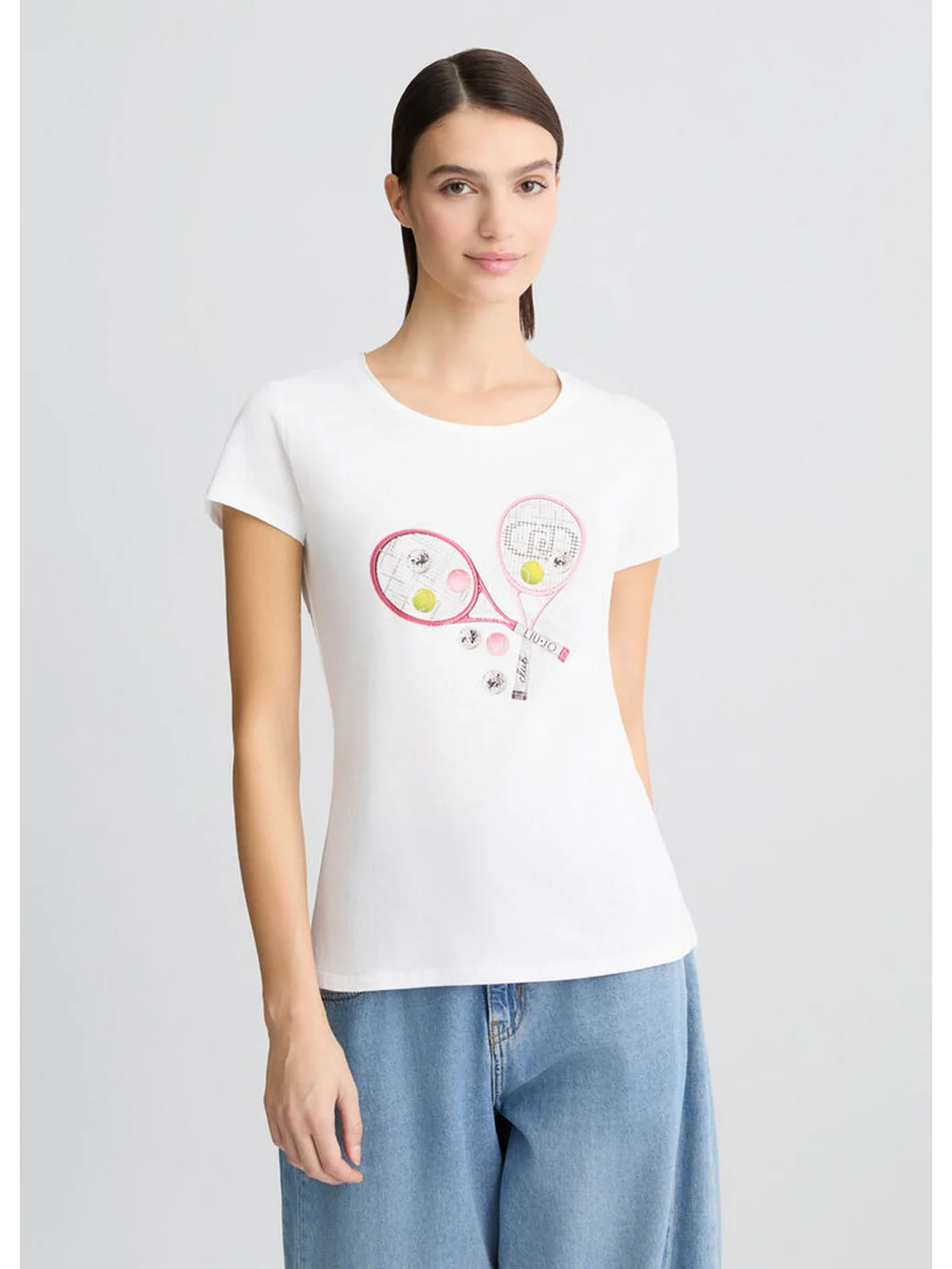 LIU JO WHITE T-shirt Donna  WA5362JS923 M9569 Bianco - Image 4