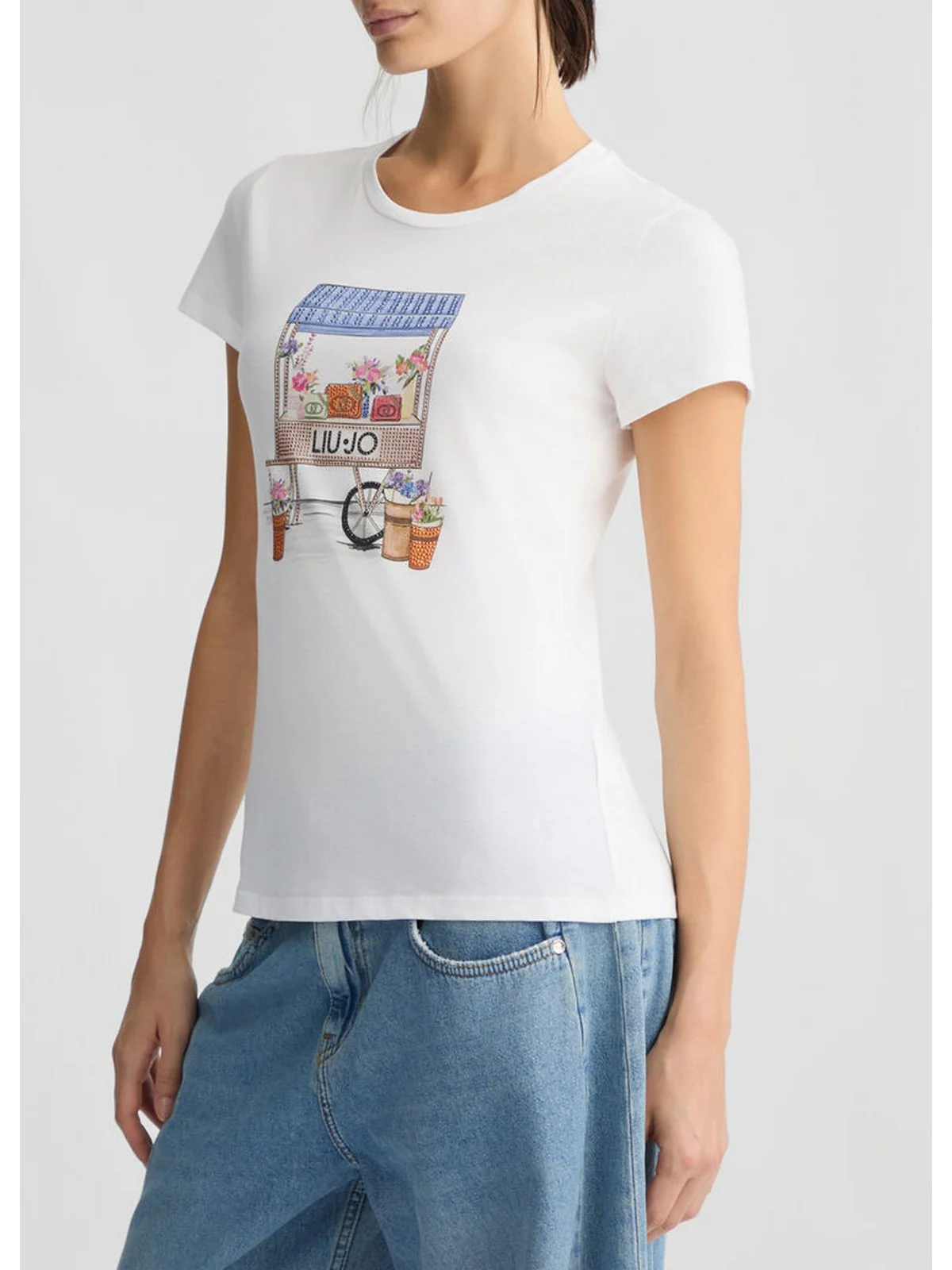LIU JO WHITE T-shirt Donna  WA5362JS923 M9570 Bianco - Image 3