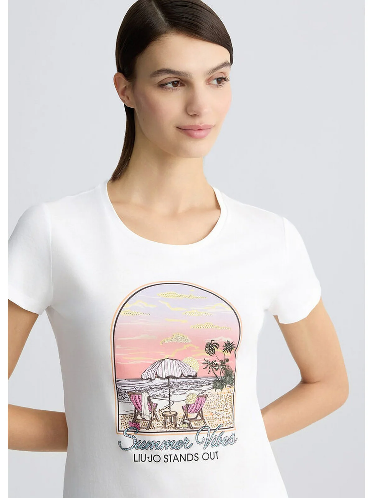 LIU JO WHITE T-shirt Donna  WA5478J6410 M9641 Bianco - Image 2