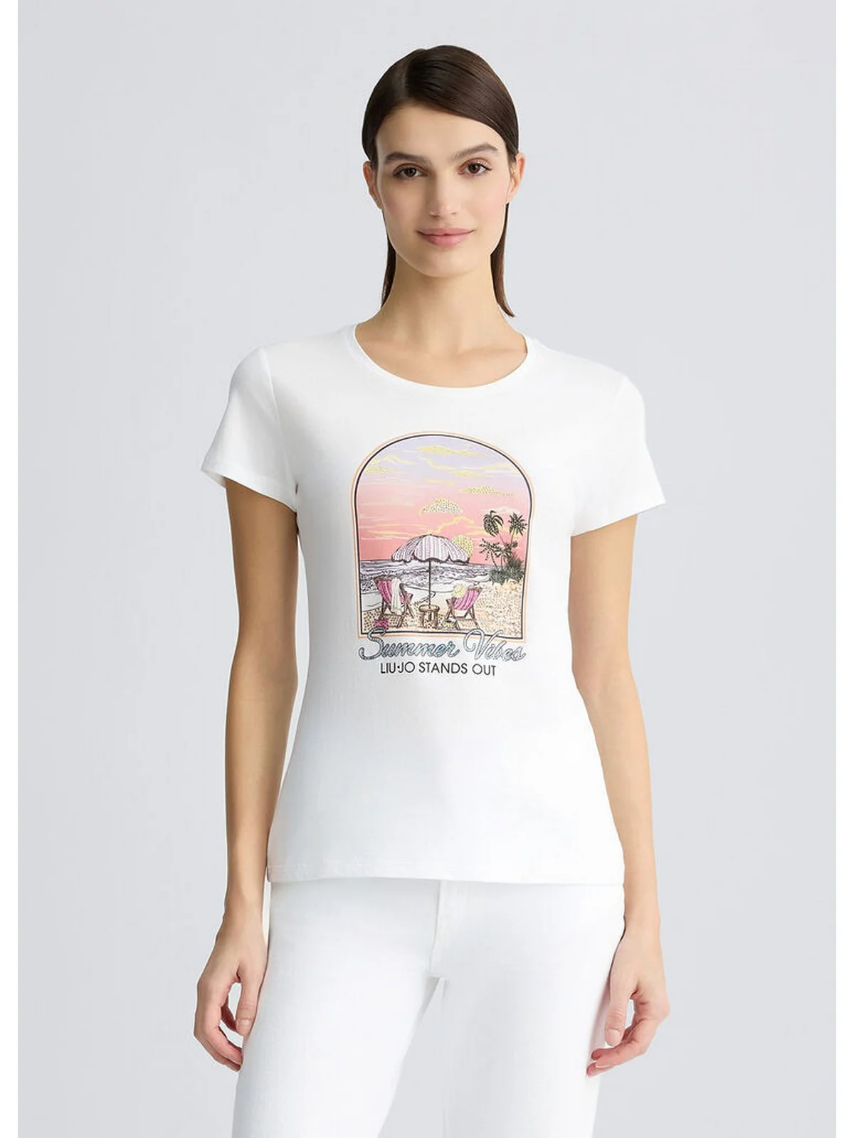 LIU JO WHITE T-shirt Donna  WA5478J6410 M9641 Bianco - Image 4