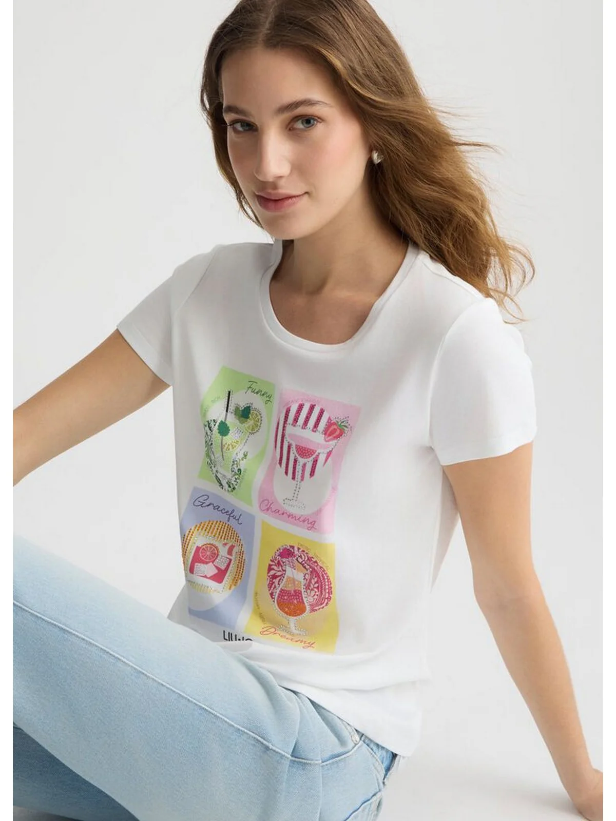LIU JO WHITE T-shirt Donna  WA5478J6410 M9642 Bianco - Image 2