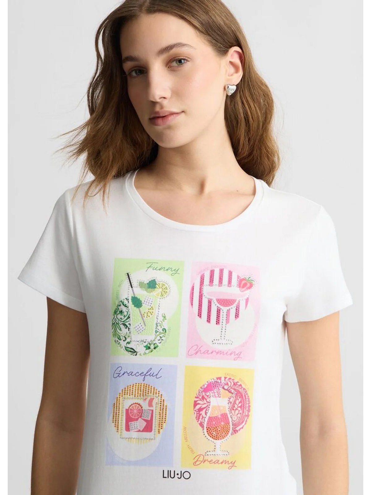 LIU JO WHITE T-shirt Donna  WA5478J6410 M9642 Bianco - Image 3
