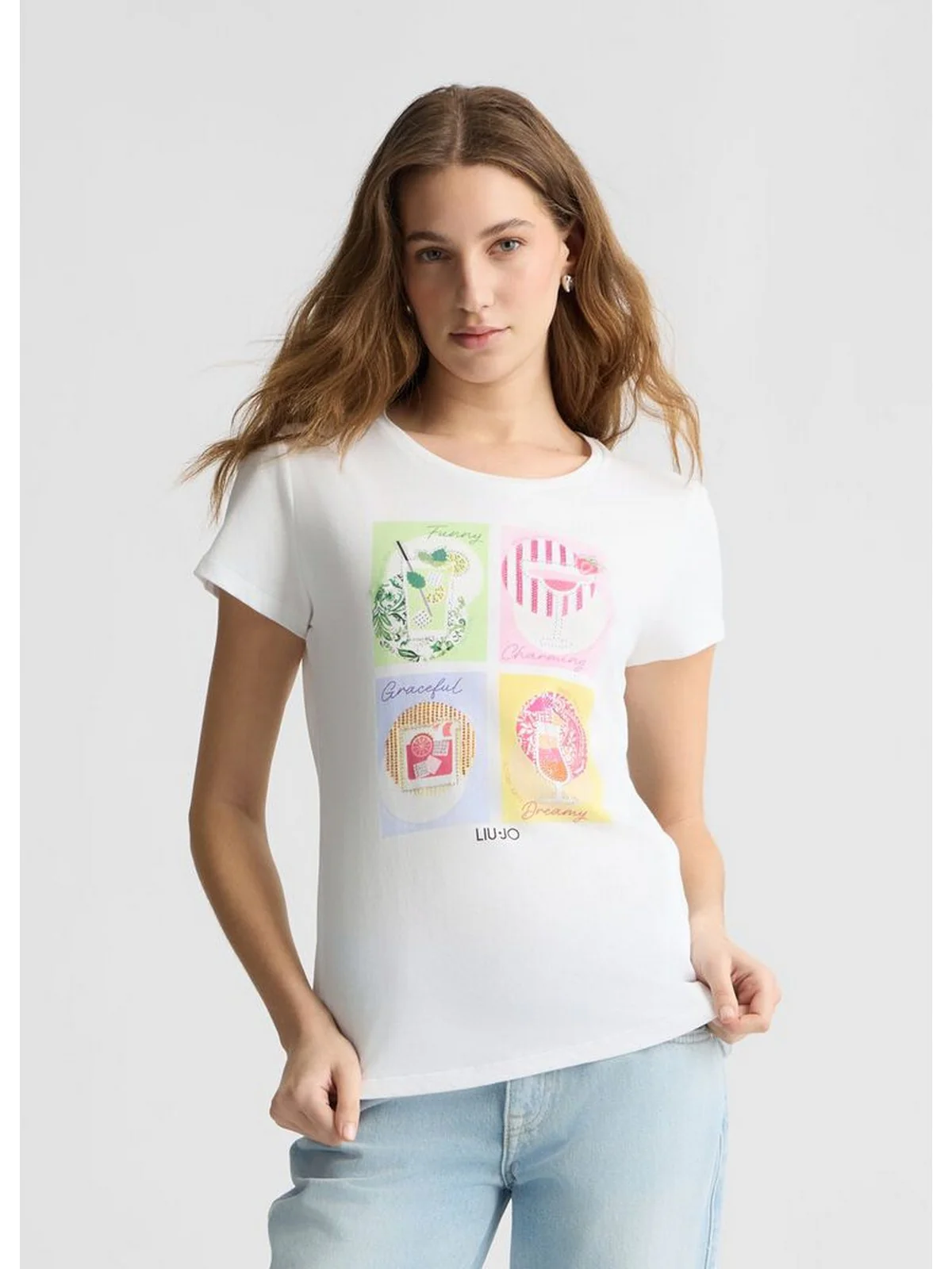 LIU JO WHITE T-shirt Donna  WA5478J6410 M9642 Bianco - Image 5