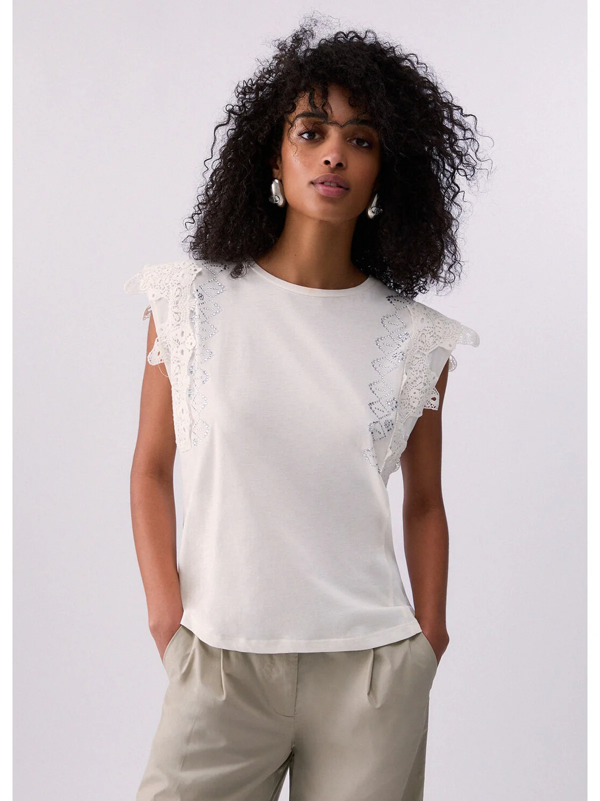 LIU JO WHITE T-shirt Donna  WA6311J3885 10701 BIANCO LANA - Image 3