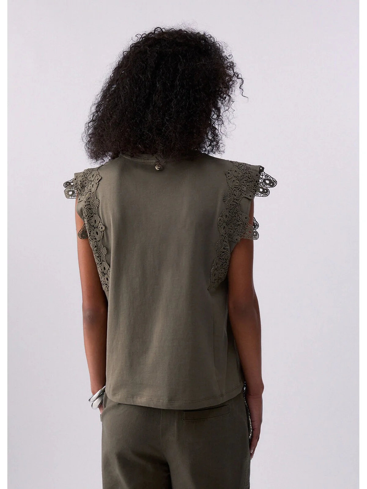 LIU JO WHITE T-shirt Donna  WA6311J3885 90822 DARK OLIVE - Image 2