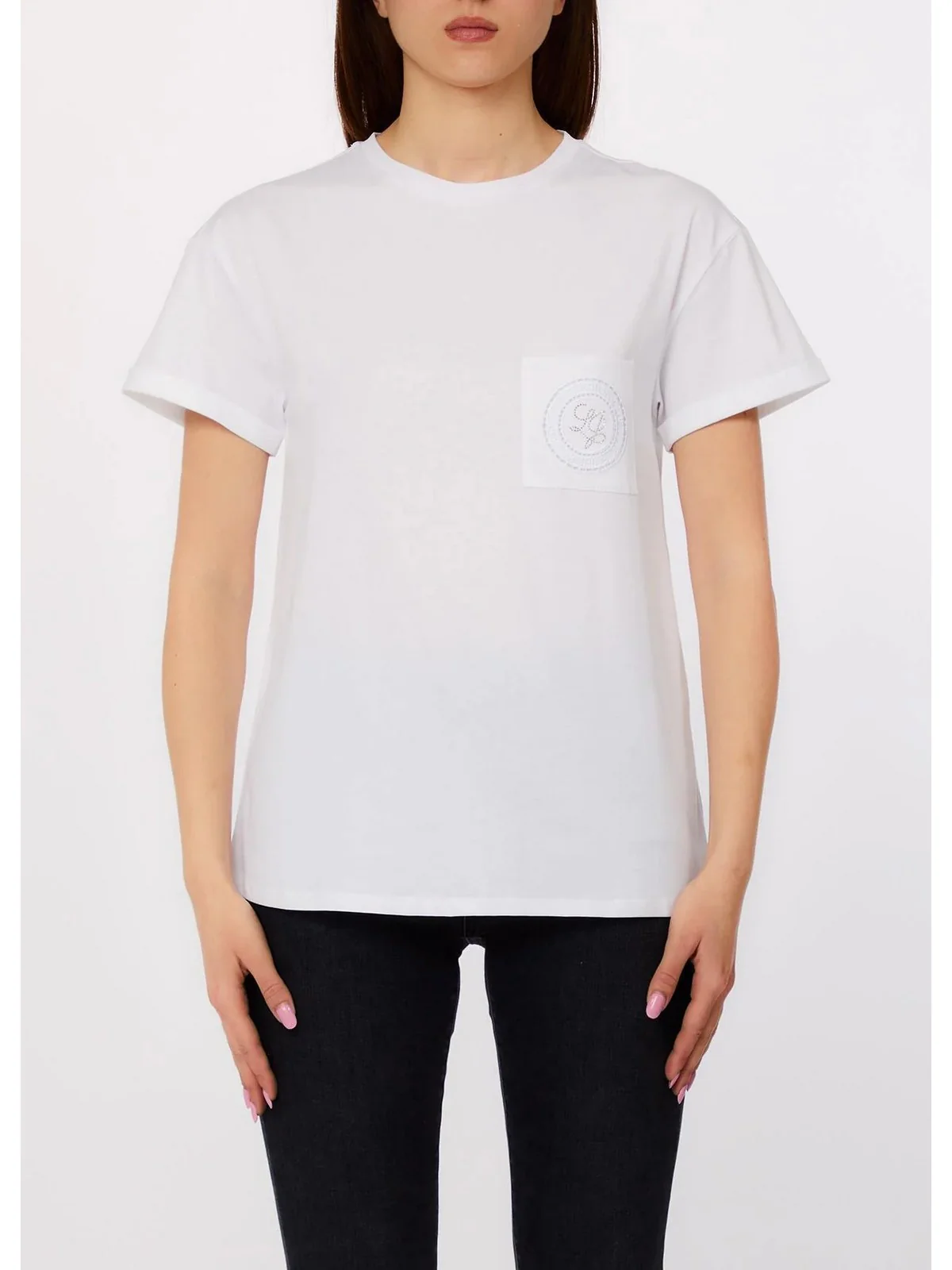 LIU JO WHITE T-shirt Donna  WA6372JS923 P9333 Bco LJ embr.fashion - Image 2