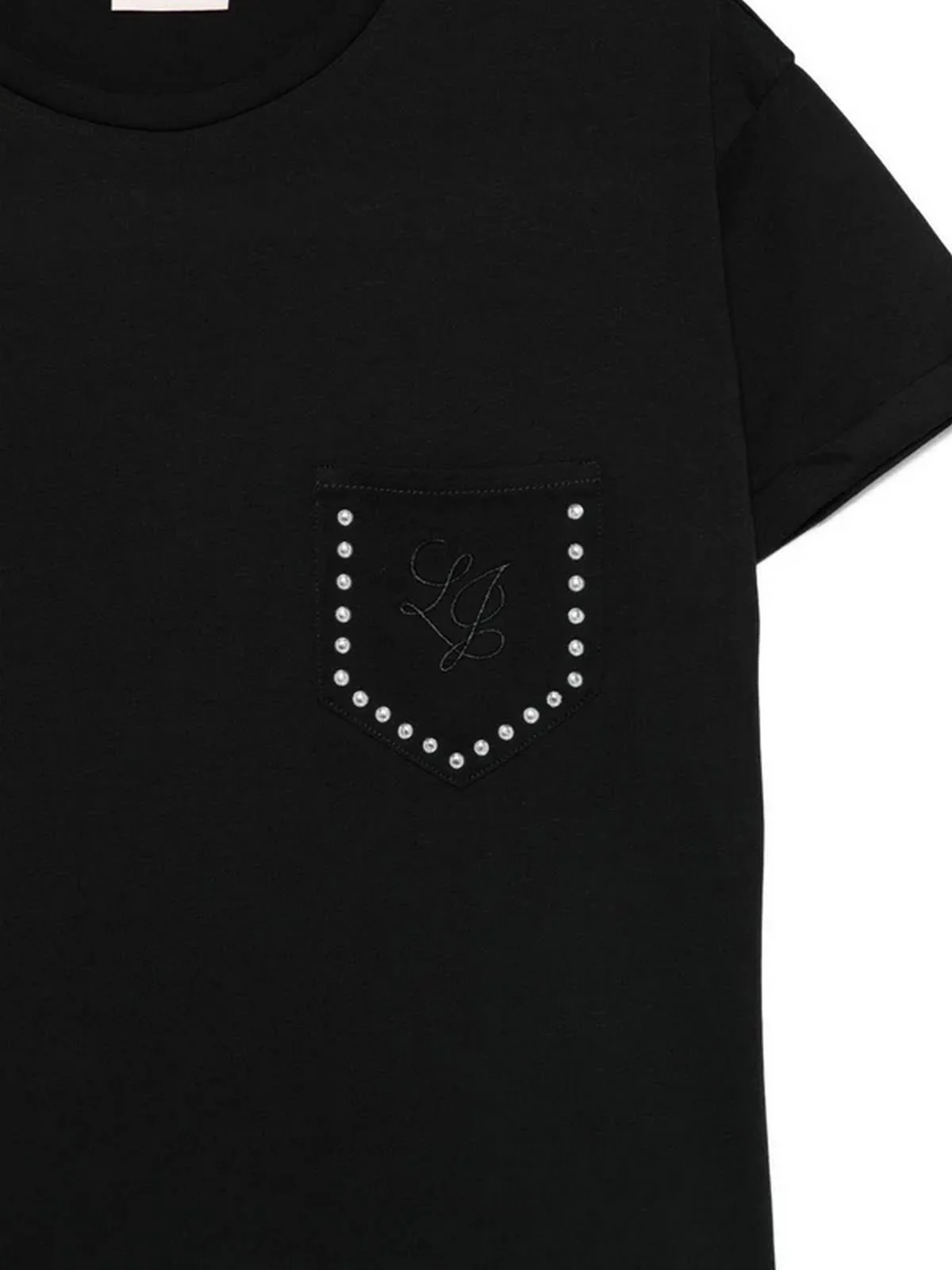 LIU JO WHITE T-shirt Donna  WA6372JS923 P9443 Nero LJ studs breast - Image 2