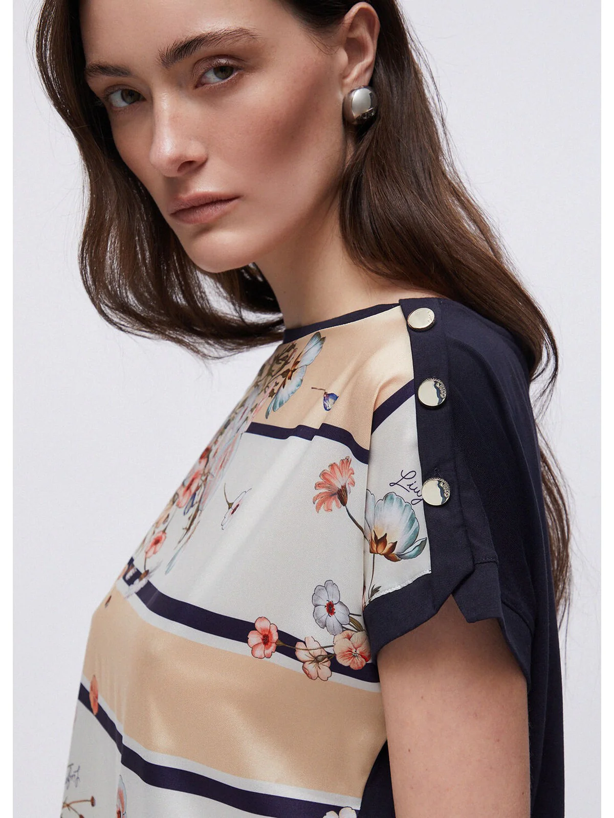 LIU JO WHITE T-shirt Donna  WA6437J6308 P9466 Nt.blu sky/bloom fou - Image 4