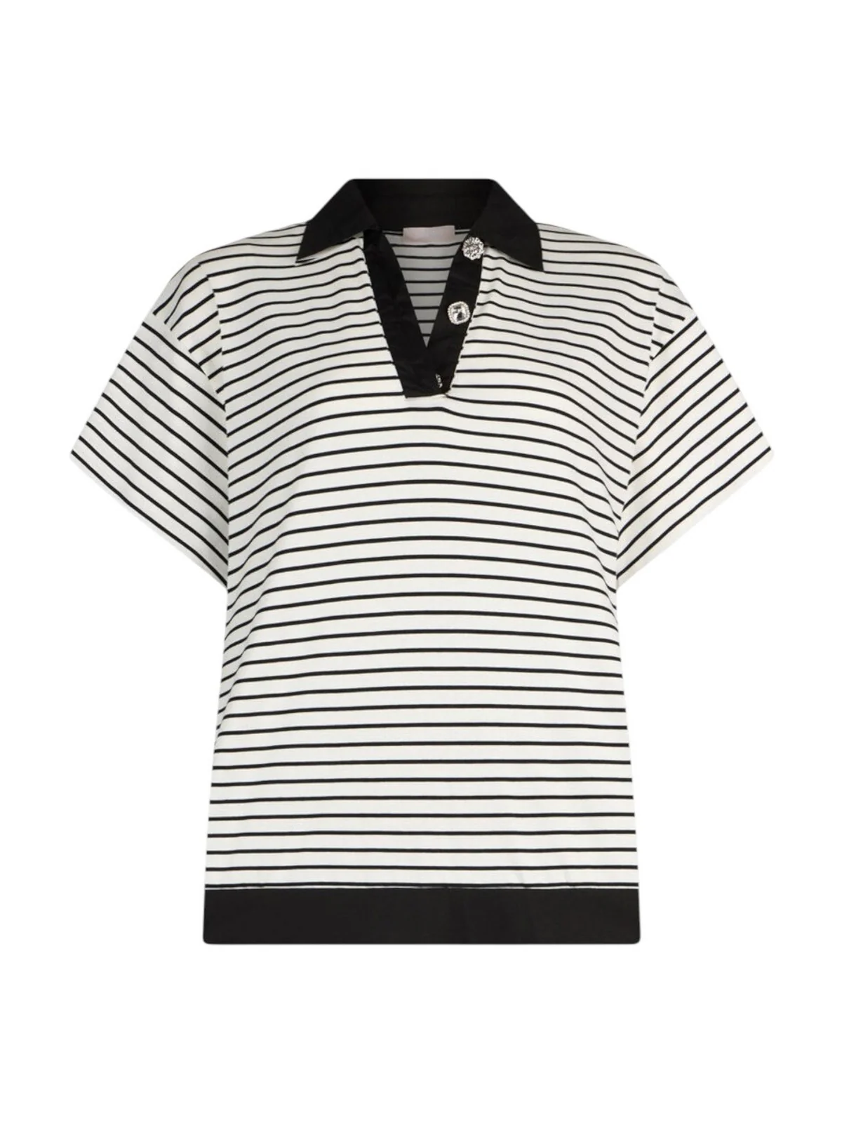 LIU JO WHITE T-shirt Donna  WA6495J4909 P9442 Bl&white strip/black - Image 4