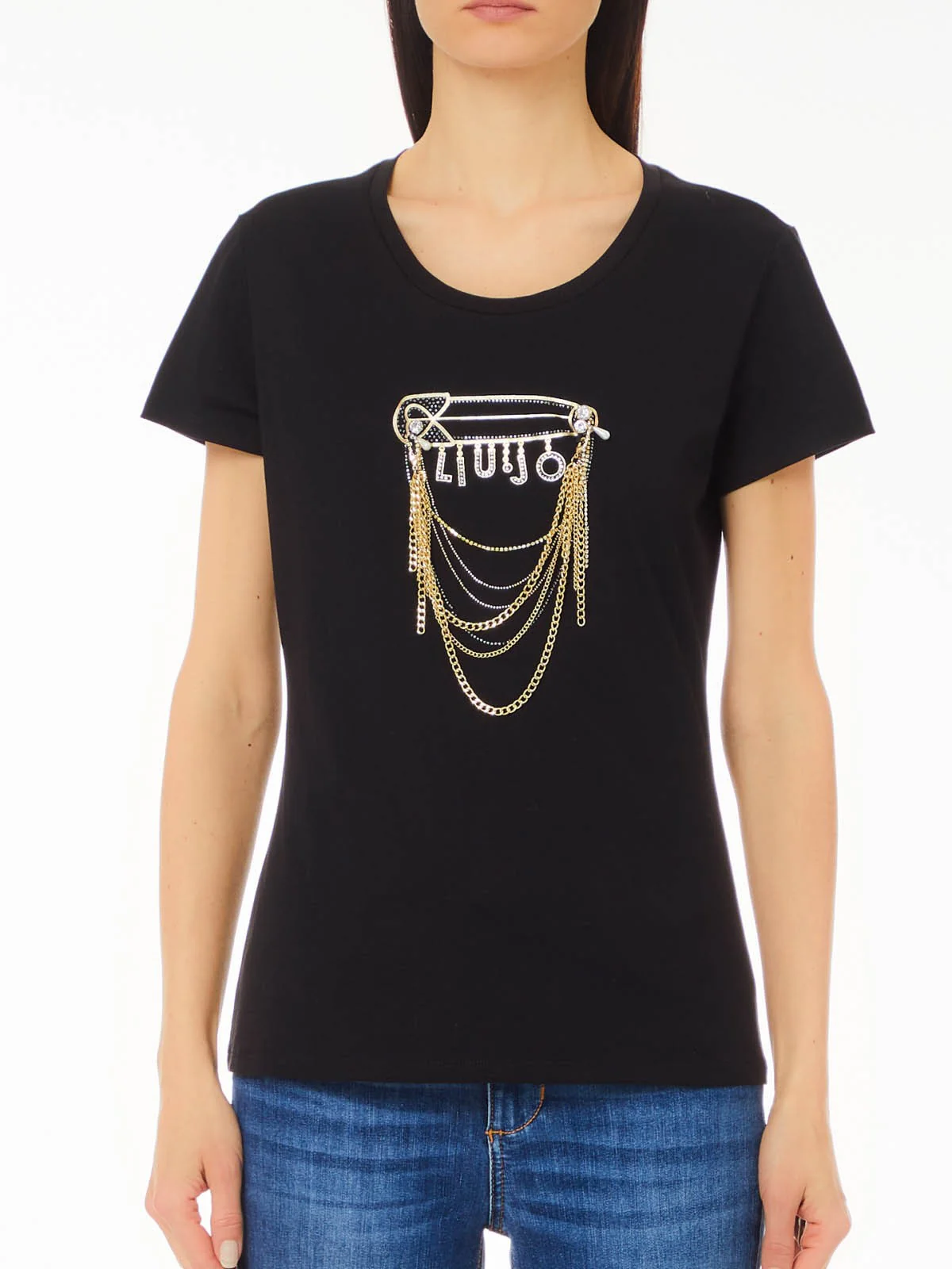 LIU JO WHITE T-shirt Donna  WF4108J5904 N9888 Nero - Image 2