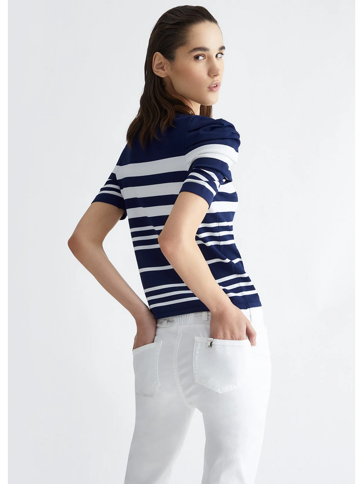 LIU JO WHITE T-Shirt e Polo Donna MA4134MS52N C3391 Blu - Image 3