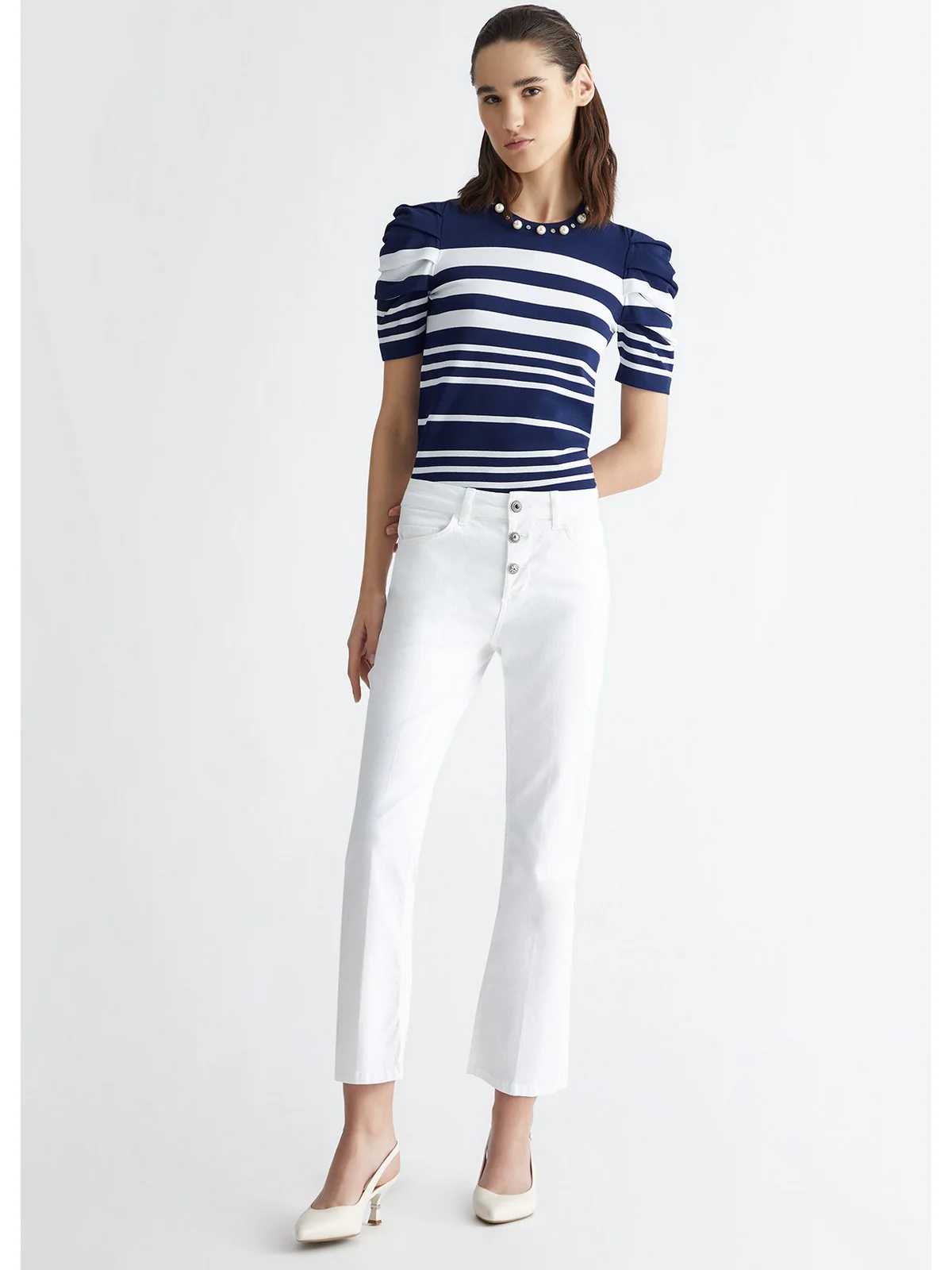 LIU JO WHITE T-Shirt e Polo Donna MA4134MS52N C3391 Blu - Image 5