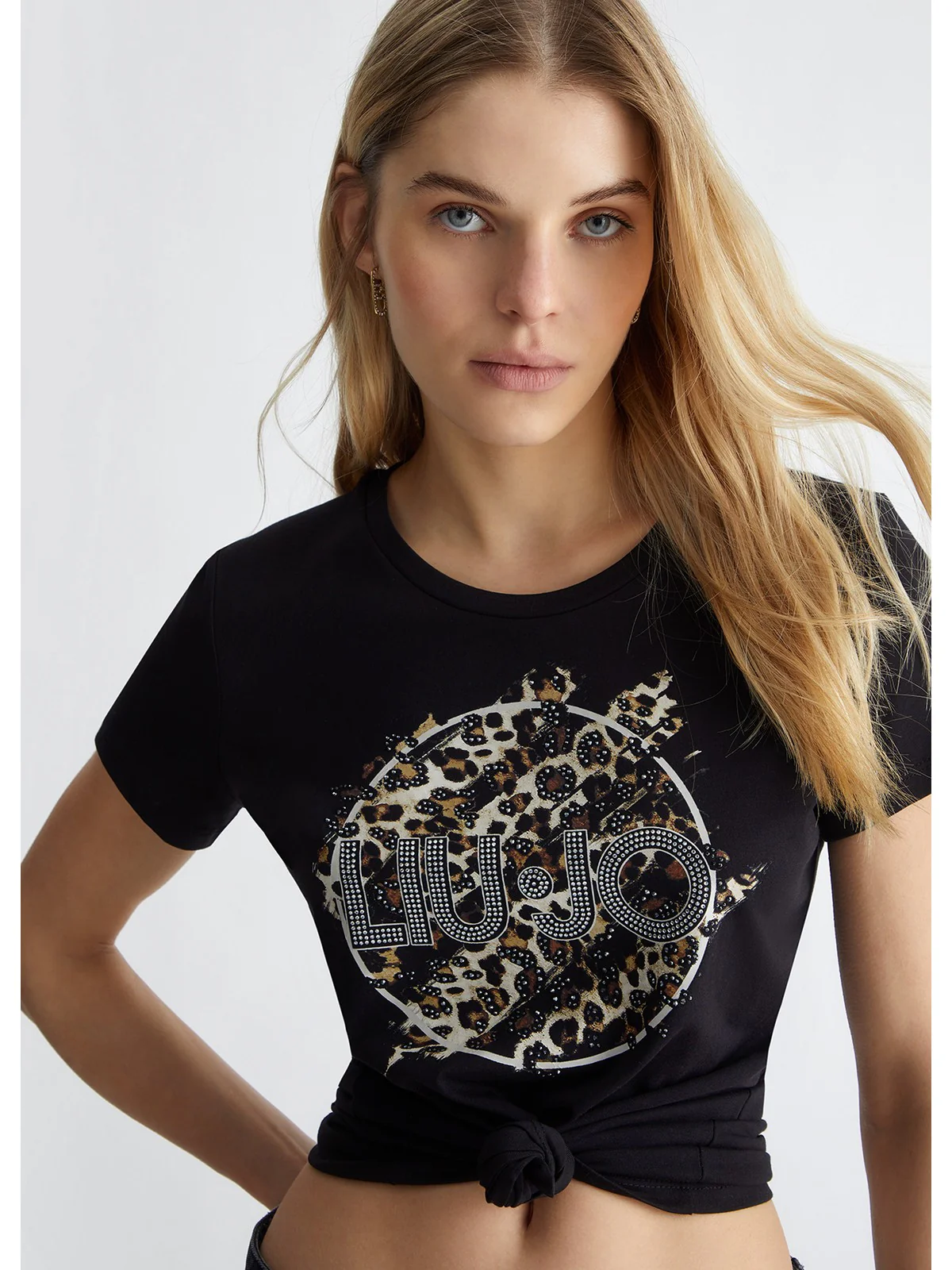 LIU JO WHITE T-Shirt e Polo Donna MA4340JS923 N9360 Nero - Image 6
