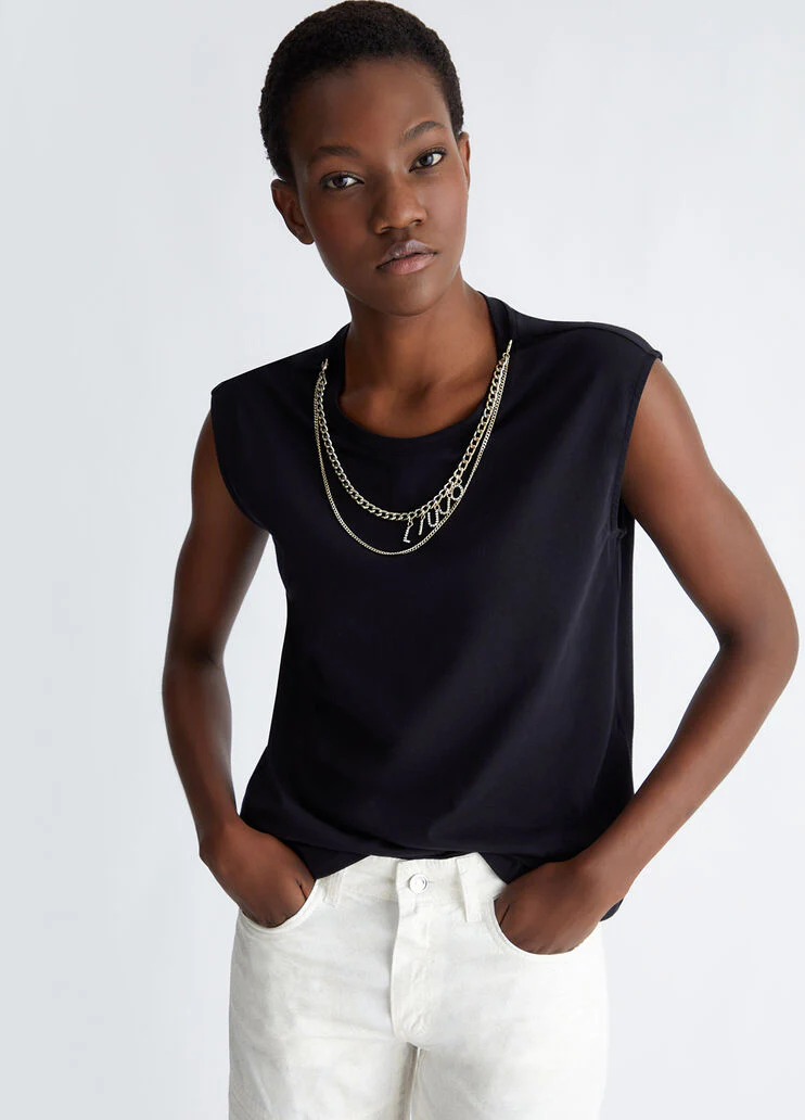 LIU JO WHITE T-Shirt e Polo Donna  WA4016J5003 N9068 Nero - Image 2