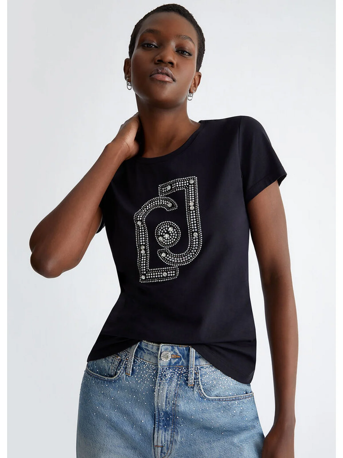 LIU JO WHITE T-Shirt e Polo Donna  WA4017J5003 N9069 Nero - Image 2