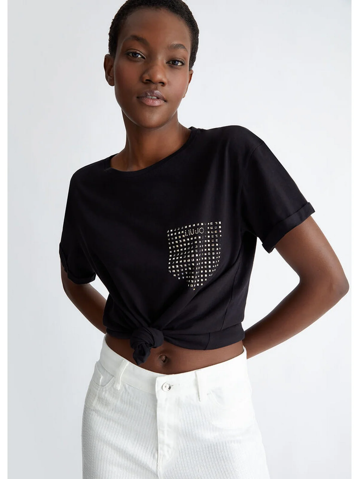LIU JO WHITE T-Shirt e Polo Donna  WA4050J6308 Q9990 Nero - Image 3