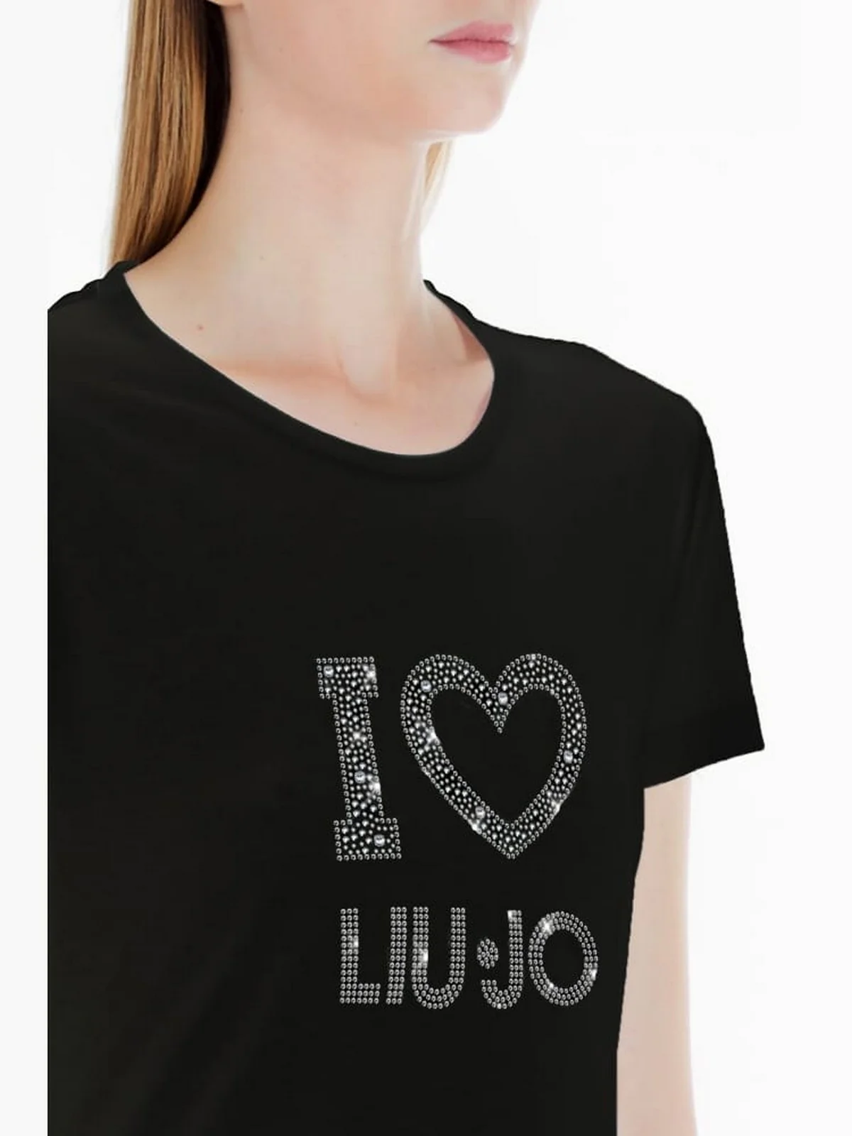 LIU JO WHITE T-Shirt e Polo Donna WF3076JS923 Q9739 Nero - Image 3