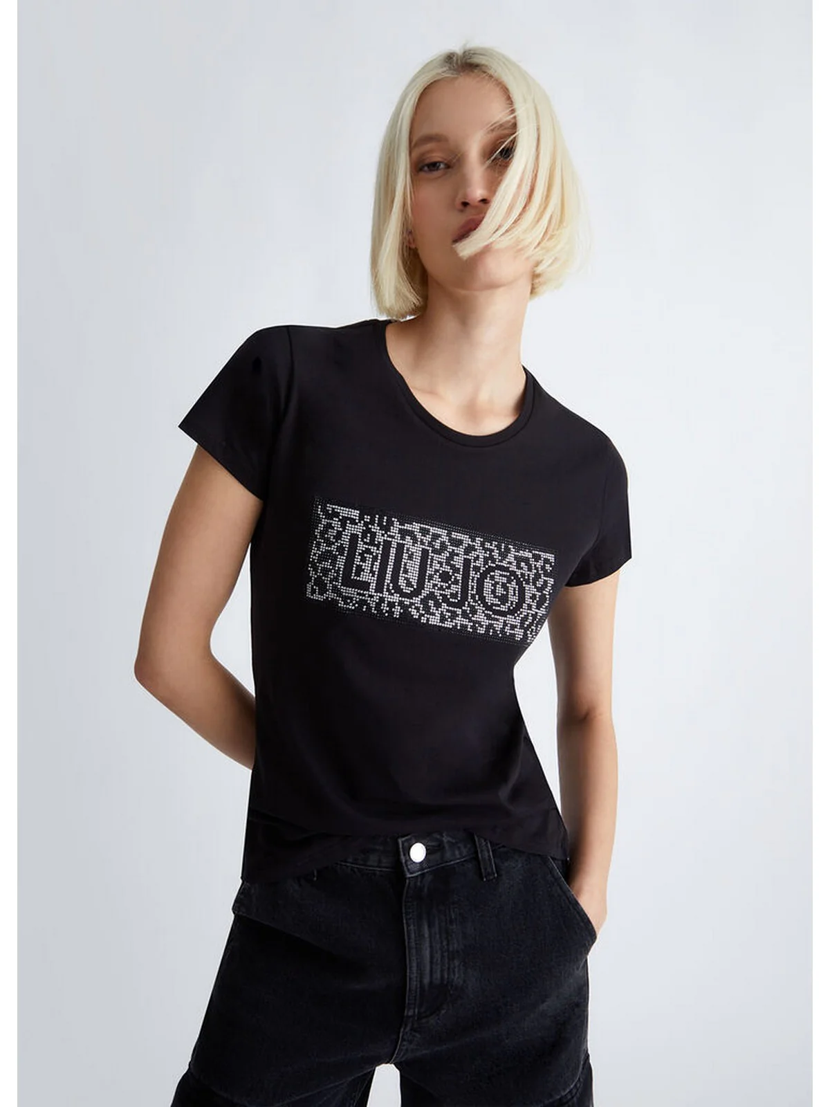 LIU JO WHITE T-Shirt e Polo Donna  WF3085J6308 Q9661 Nero - Image 2