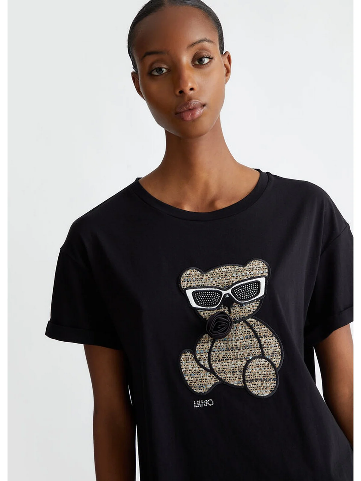 LIU JO WHITE T-Shirt e Polo Donna WF4411J5904 N9940 Nero - Image 3