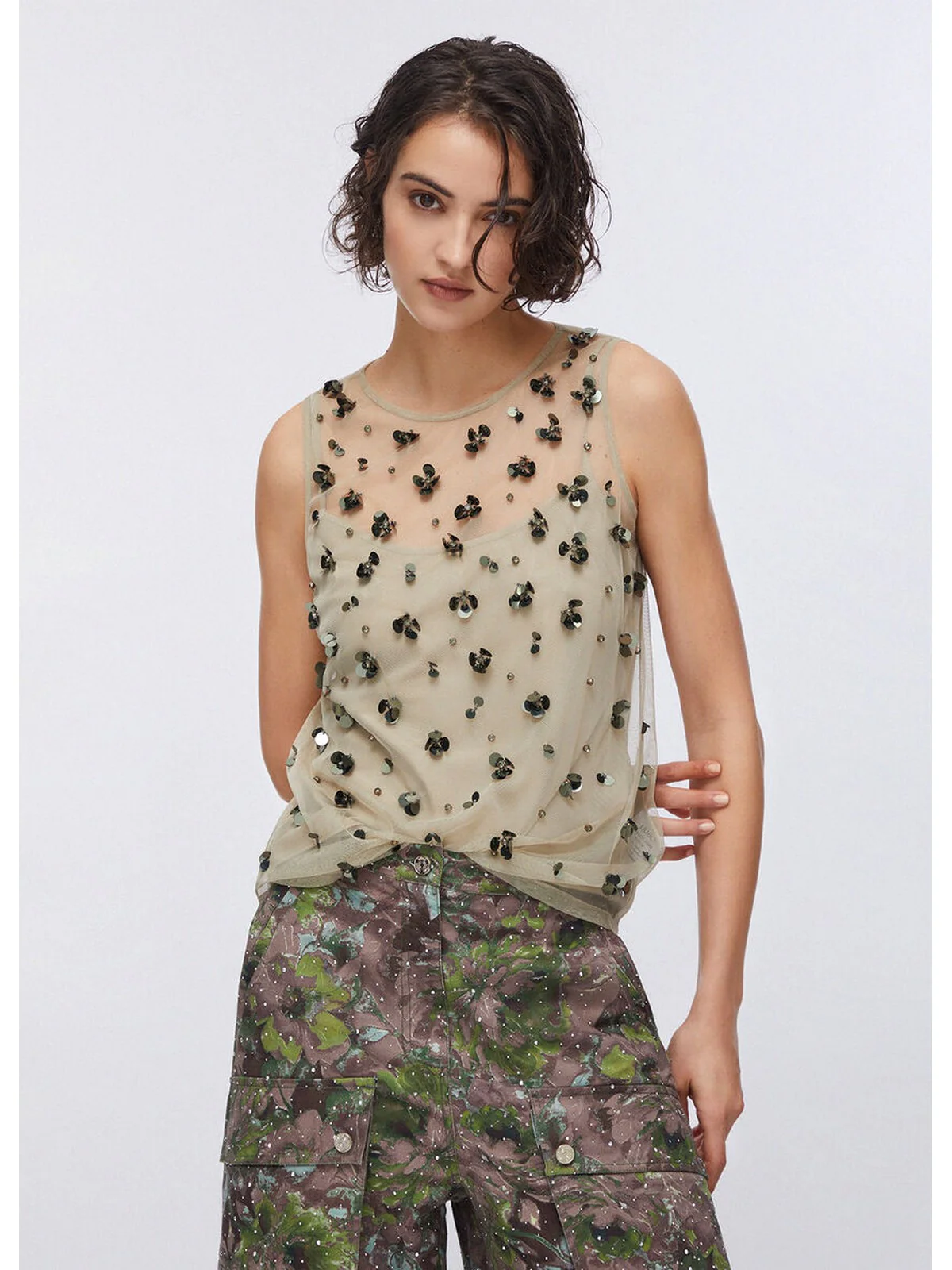 LIU JO WHITE Top Donna  WA6310J3860 P9240 Dk.olive embroiderie - Image 3